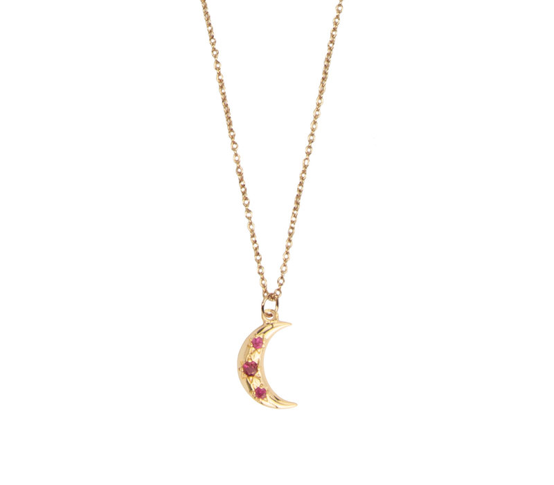 Aimé Goldplated Ketting Maan Ster Roze