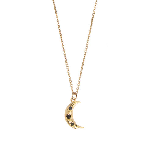 Aimé Goldplated Necklace Moon Star Black 