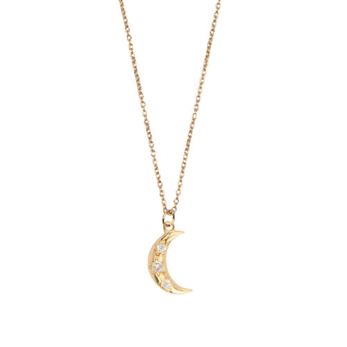 Aimé Goldplated Necklace Moon Star Clear 