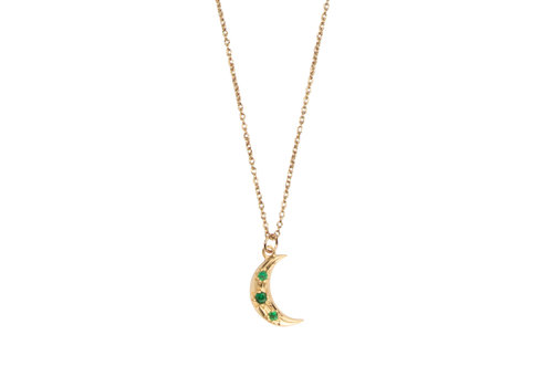 All the Luck in the World Aimé Goldplated Ketting Maan Ster Groen