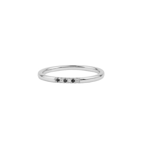 Jolie Ring Sterling Silver Kleine Stippen Zwart & Wit 