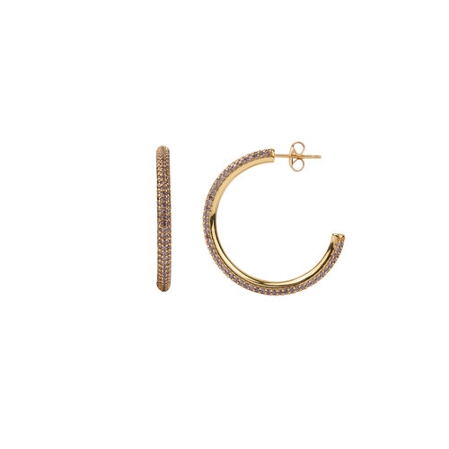 Aimé Goldplated Hoop Rond Amethist Medium 