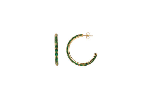 All the Luck in the World Aimé Goldplated Hoop Round Emerald Green Medium