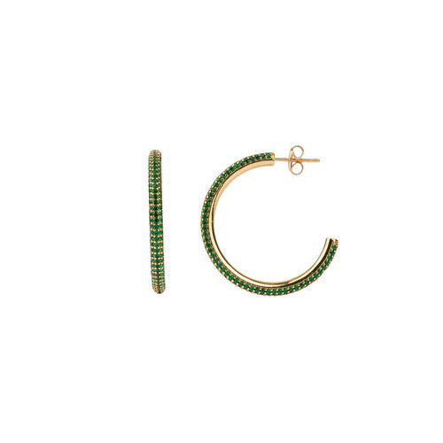 Aimé Goldplated Hoop Rond Emerald Groen Medium 