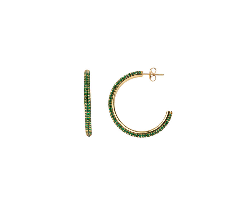 Aimé Goldplated Hoop Rond Emerald Groen Medium