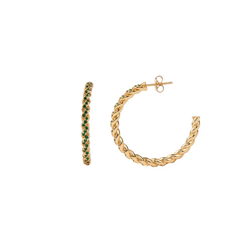 Aimé Goldplated Hoop Twisted Emerald Green Medium 