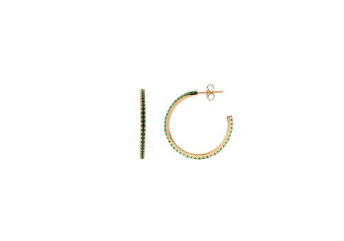 All the Luck in the World Aimé Goldplated Hoop Kleine Steen Emerald Groen Medium