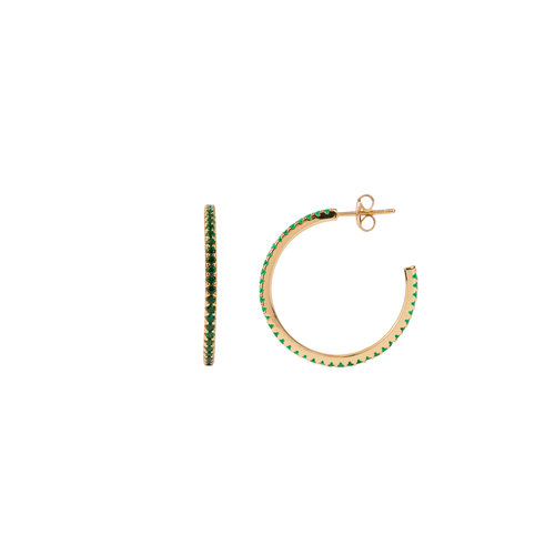 Aimé Goldplated Hoop Kleine Steen Emerald Groen Medium 