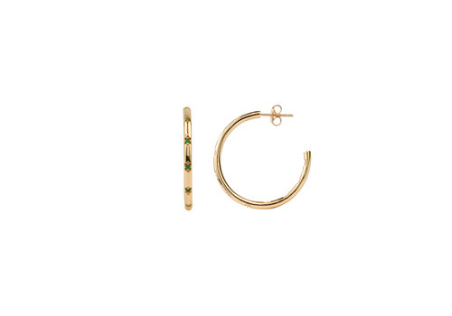 All the Luck in the World Aimé Goldplated Hoop Star Emerald Green Medium