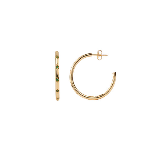 Aimé Goldplated Hoop Ster Emerald Groen Medium 