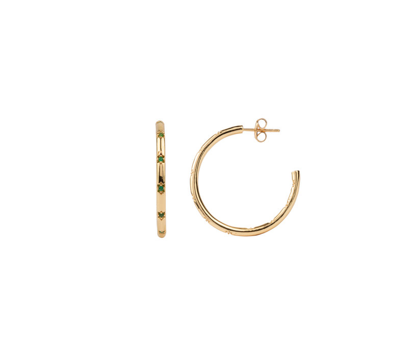 Aimé Goldplated Hoop Star Emerald Green Medium