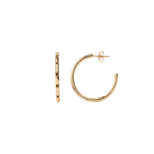 Aimé Goldplated Hoop Star Black Medium 