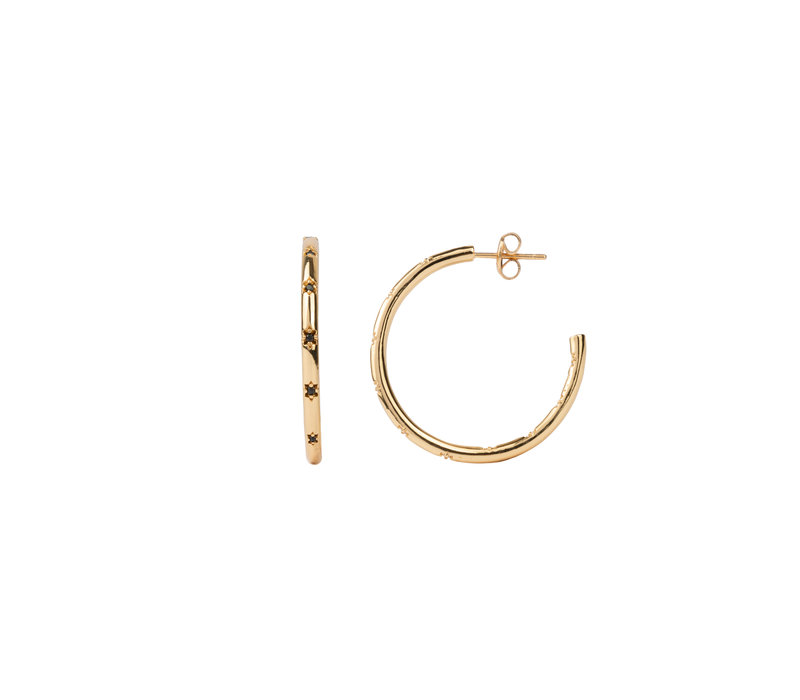 Aimé Goldplated Hoop Ster Zwart Medium