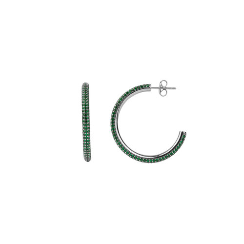 Aimé Silverplated Hoop Round Emerald Green Medium 