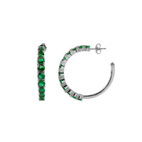 Aimé Silverplated Hoop Grote Steen Emerald Groen Large