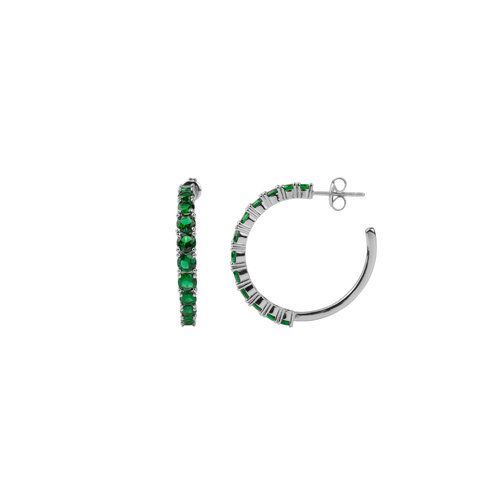 Aimé Silverplated Hoop Big Gem Emerald Green Medium 