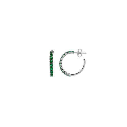 Aimé Silverplated Hoop Grote Steen Emerald Groen Small 