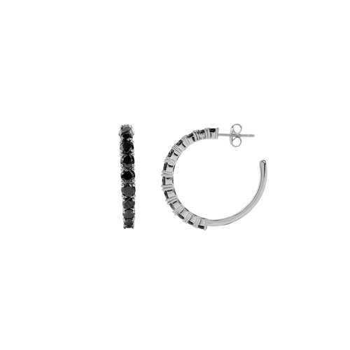 Aimé Silverplated Hoop Big Gem Black Medium 