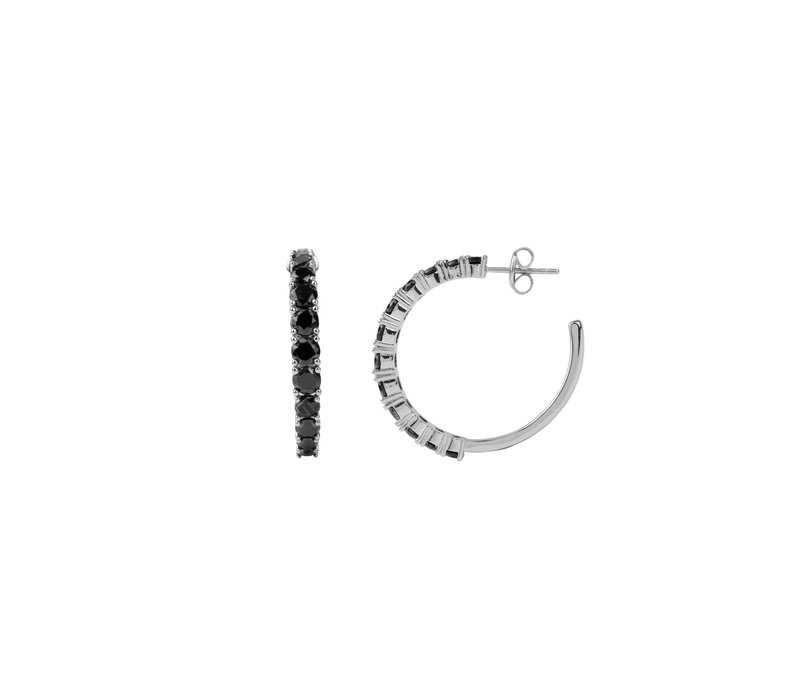 Aimé Silverplated Hoop Big Gem Black Medium