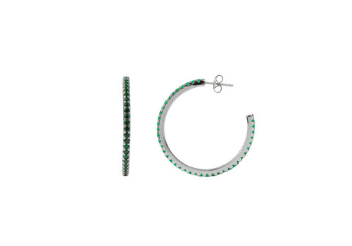 All the Luck in the World Aimé Silverplated Hoop Little Gem Emerald Green Large