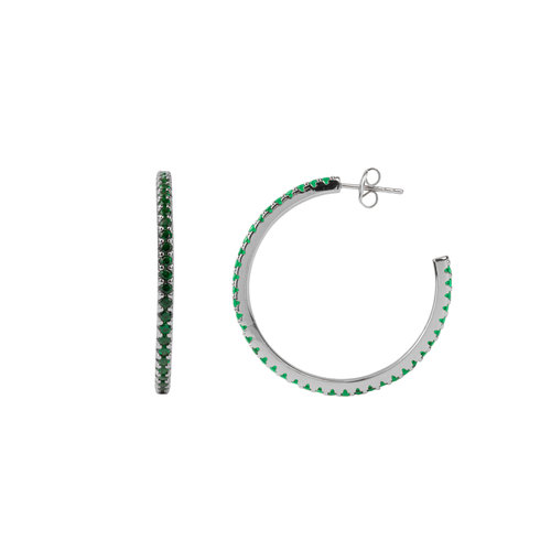 Aimé Silverplated Hoop Kleine Steen Emerald Groen Large 