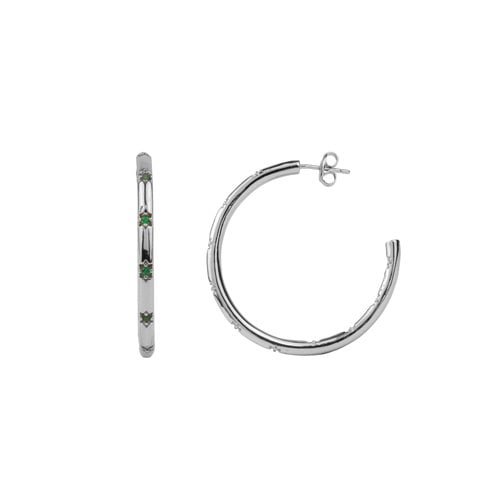 Aimé Silverplated Hoop Ster Emerald Groen Large 