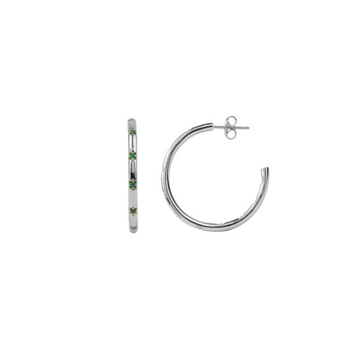 Aimé Silverplated Hoop Ster Emerald Groen Medium 