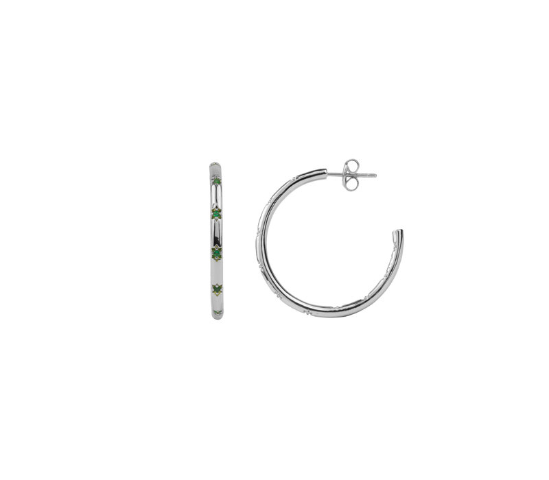 Aimé Silverplated Hoop Ster Emerald Groen Medium