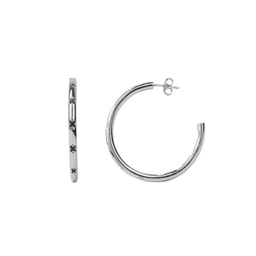 Aimé Silverplated Hoop Ster Zwart Large 