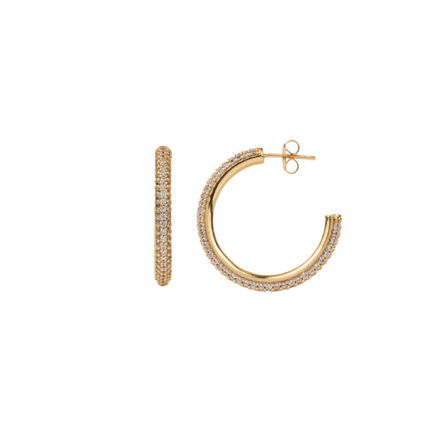 Aimé Goldplated Hoop Rond Wit Medium 