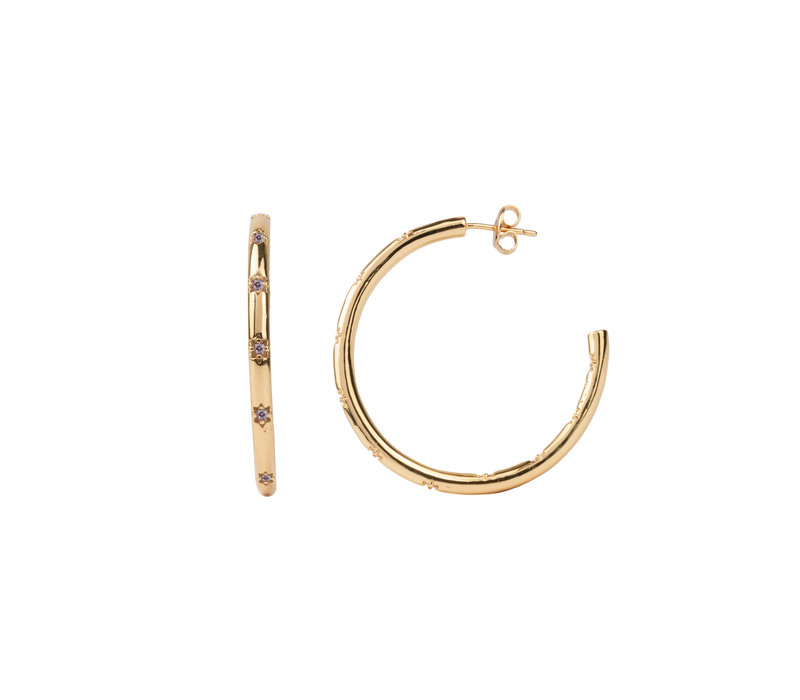 Aimé Goldplated Hoop Ster Amethist Large