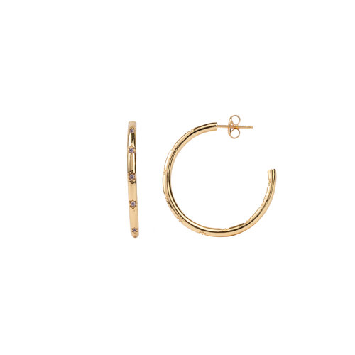 Aimé Goldplated Hoop Ster Amethist Medium 