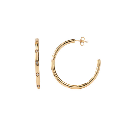 Aimé Goldplated Hoop Ster Wit Large 