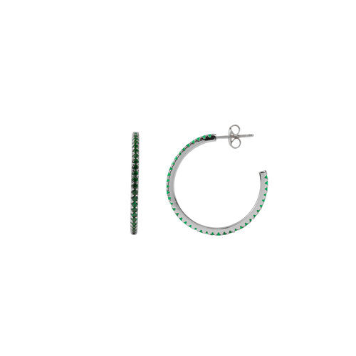 Aimé Silverplated Hoop Kleine Steen Emerald Groen Medium 