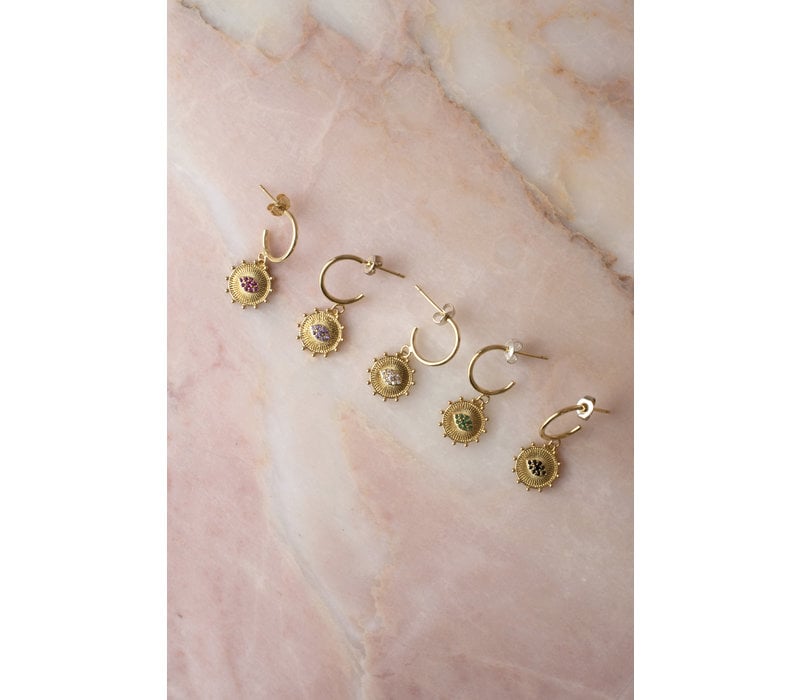 Aimé Goldplated Earring Circle Black Eye