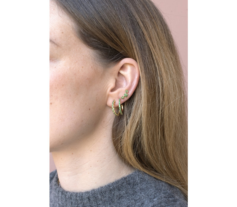 Aimé Goldplated Earrings Three Flowers Green