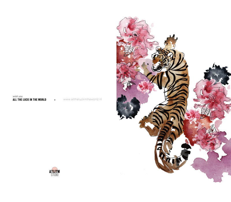 Dubbele kaart Floral Tiger