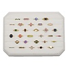 Fluweel ring display box bloemig wit groot