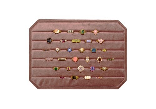 All the Luck in the World Velvet ring display box Rosy Brown large