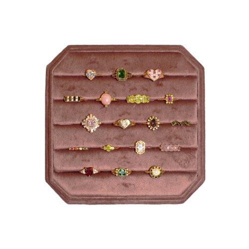 Fluweel ring display box rosy brown 