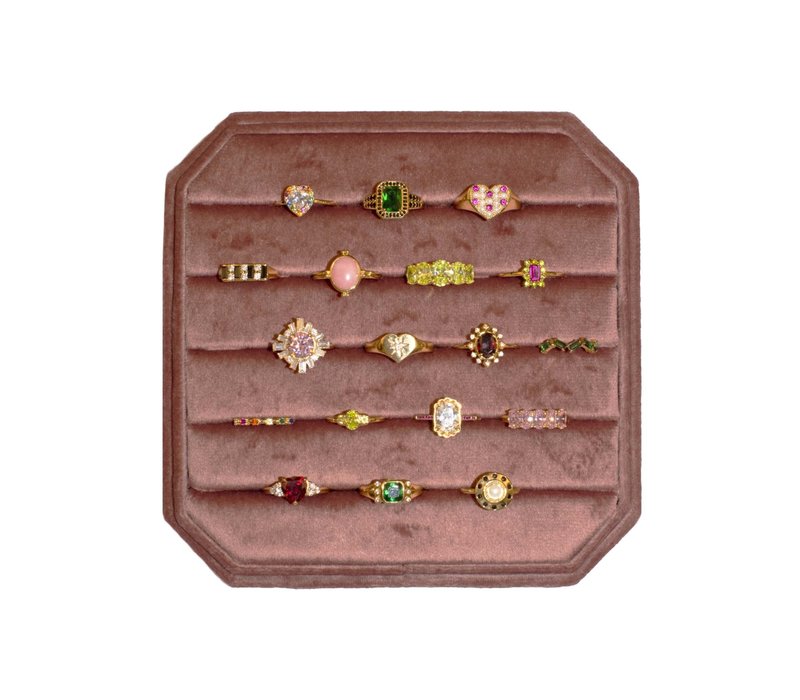 Fluweel ring display box rosy brown