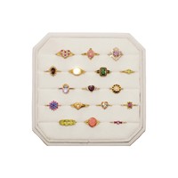 Velvet ring display box floral white