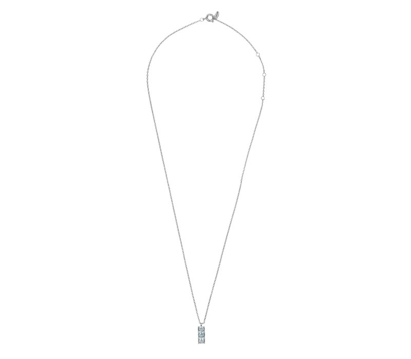 Bella Silverplated Necklace Bar Aquamarine