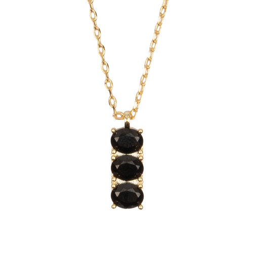 Bella Goldplated Necklace Bar Black 