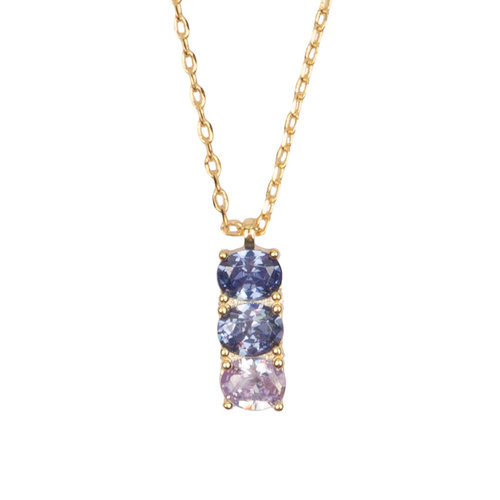 Bella Goldplated Ketting Bar Blauw Paars 