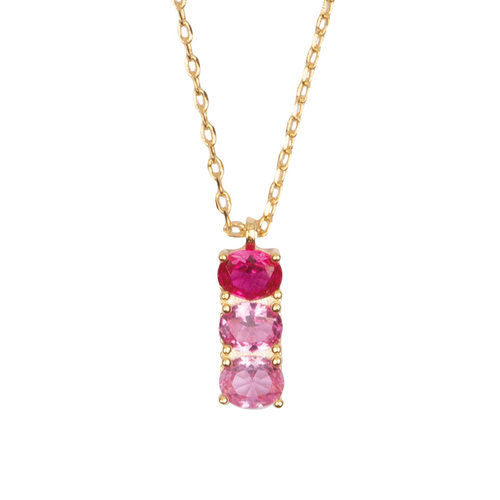 Bella Goldplated Necklace Bar Pink 