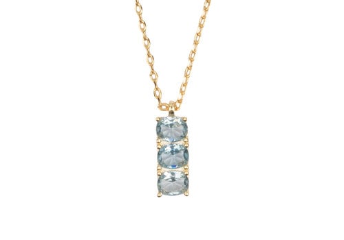 All the Luck in the World Bella Goldplated Necklace Bar Aquamarine