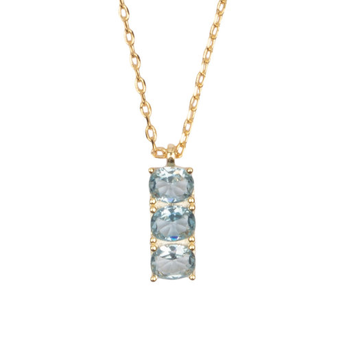 Bella Goldplated Necklace Bar Aquamarine 