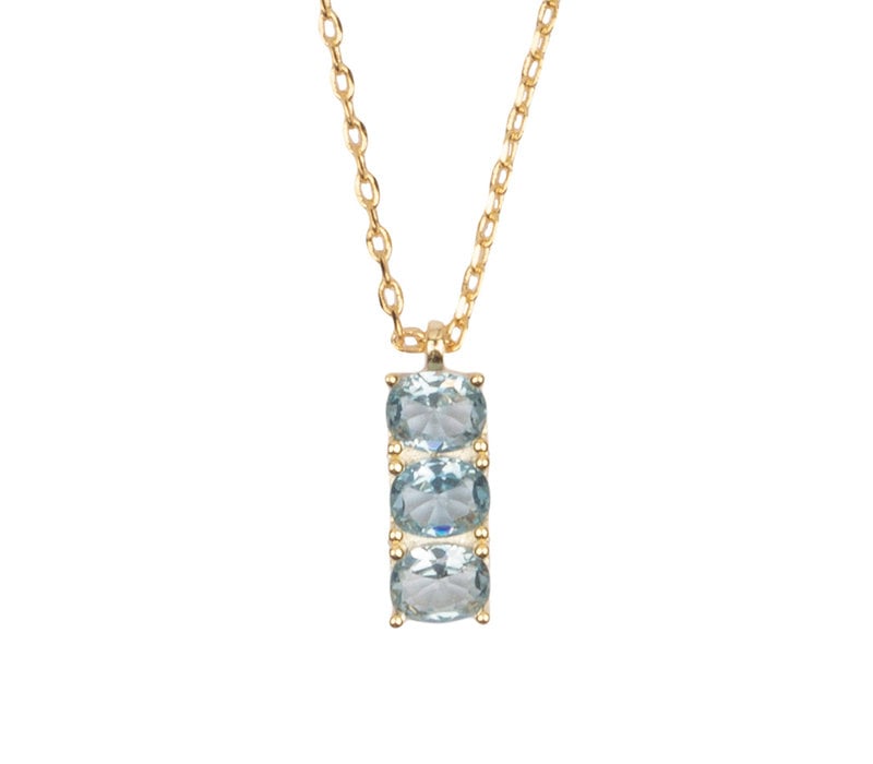 Bella Goldplated Necklace Bar Aquamarine