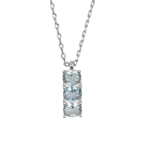 Bella Silverplated Necklace Bar Aquamarine 